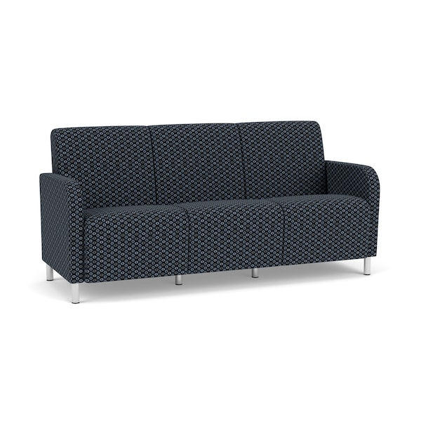 Lesro Siena Lounge Reception 3 Seat Tandem Seating No Center Arms, Brushed Steel, RS Night Sky Upholstery SN3101 - main